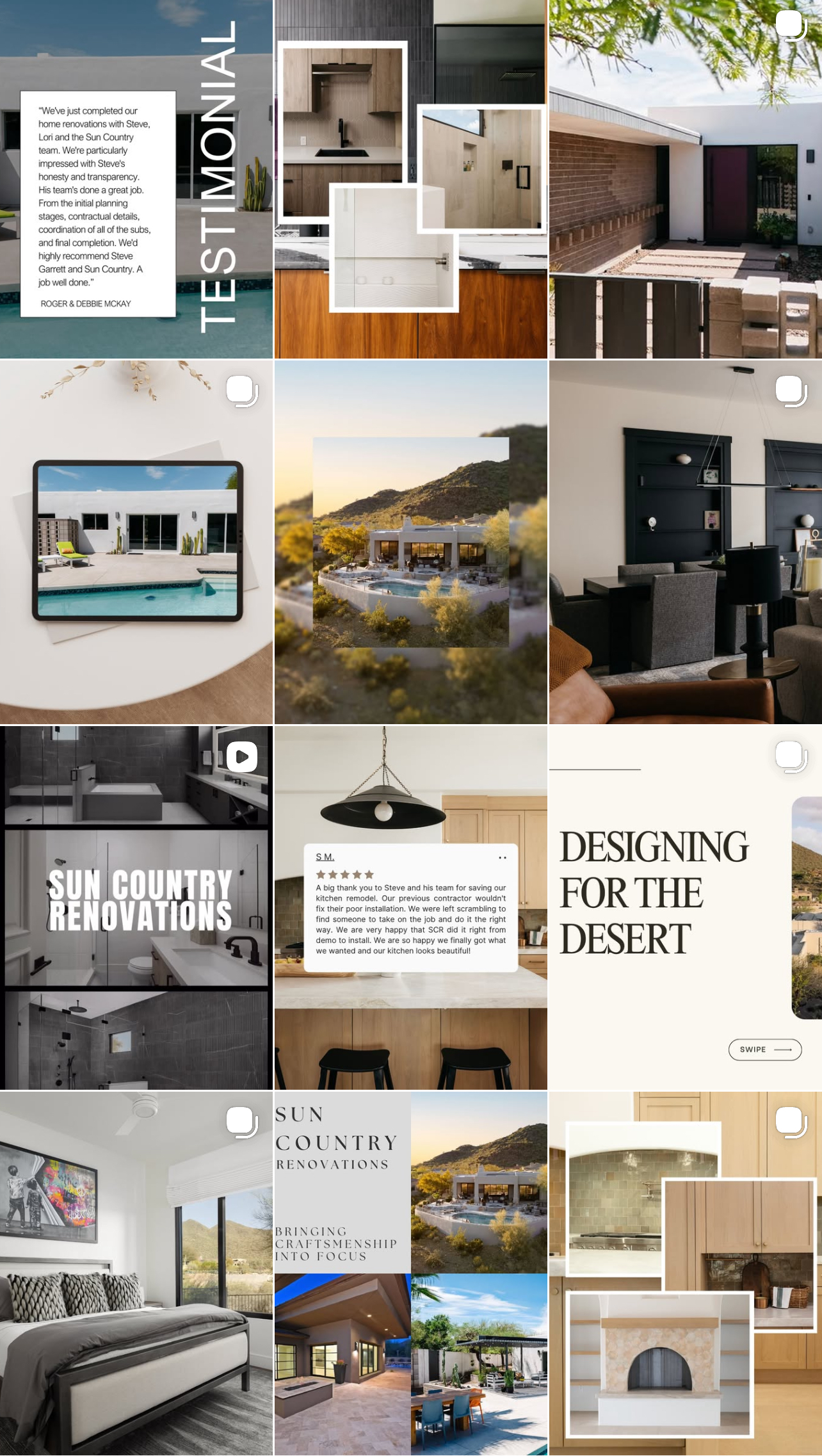 Contractor Instagram feed with cohesive branding managed by BRND BLDRS